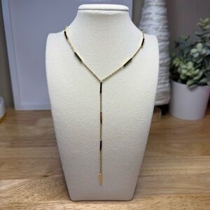 Elegant Gold Bar Lariat Necklace